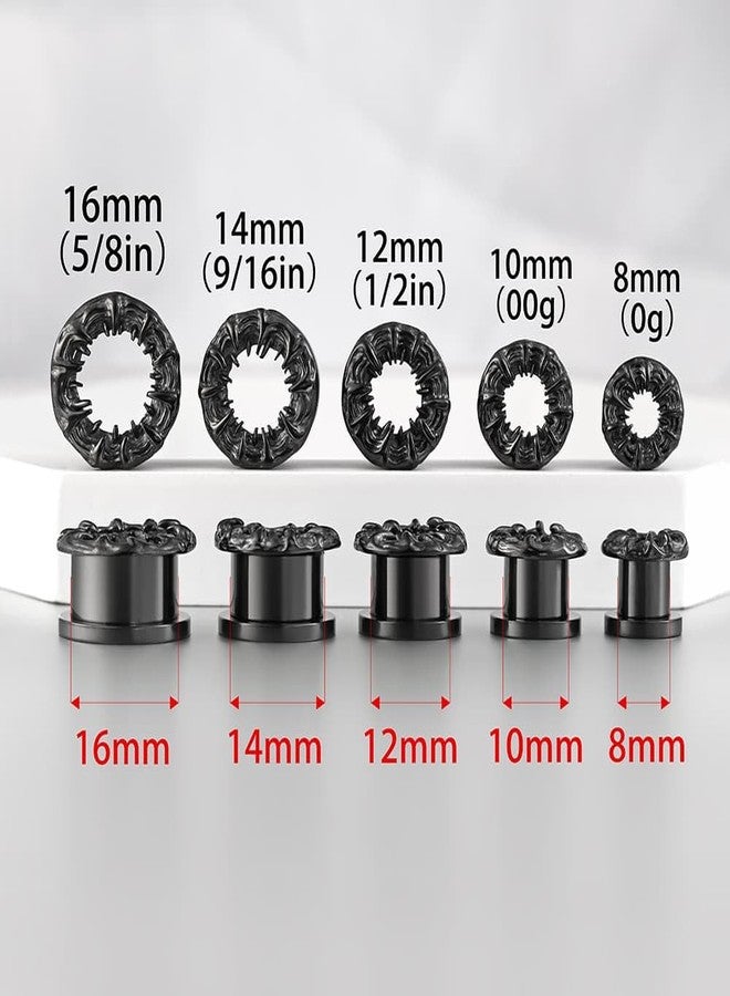 Earblity 1 Pair ear gauges with Halloween Dark Series 00g/10mm Ear Tunnels Plugs 316 Stainless Steel Black Ear Weight Screw Back for Ears Hypoallergenic expander Piercing Body Jewelry - Image 2